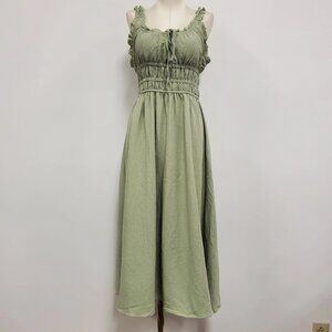 Shein Womens Maxi Milkmaid Dress Size L Green Coquette Cottagecore Renaissance